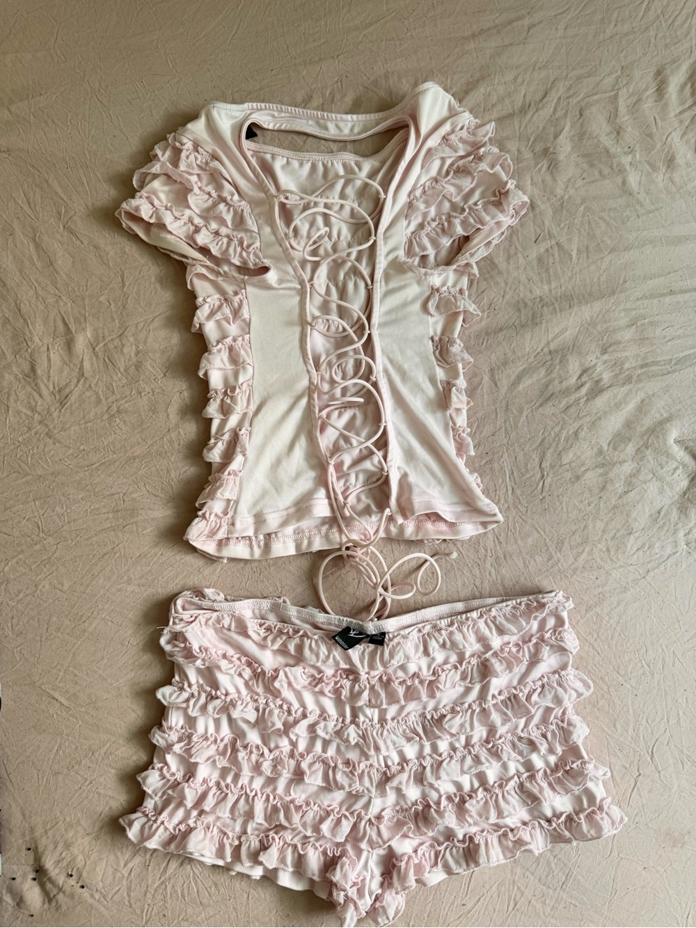Ruffled Two-Piece Set in Light Pink - Picture 2 of 4